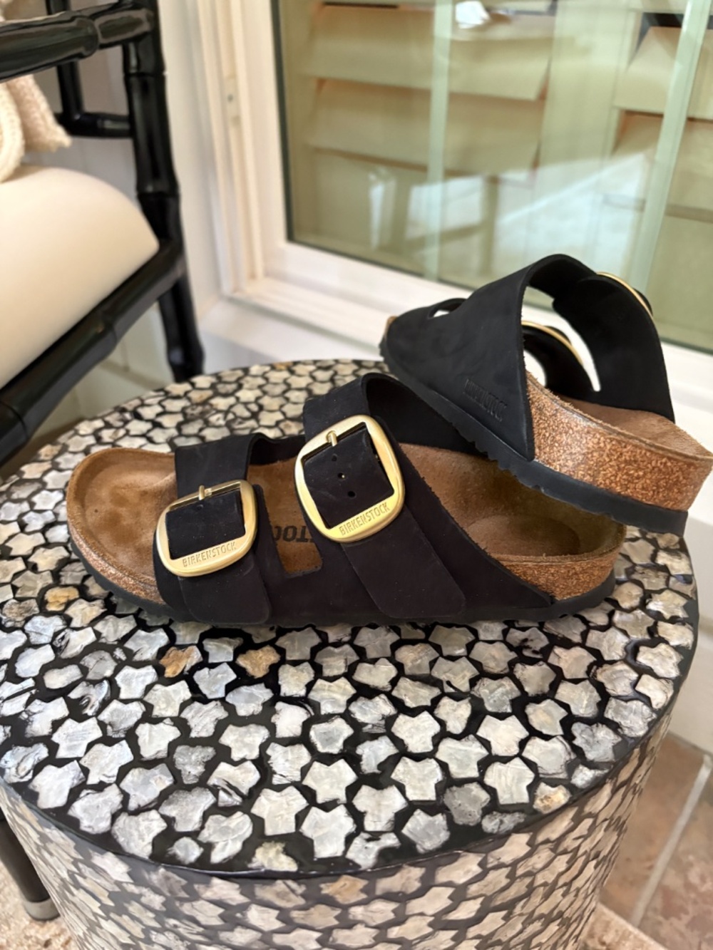 Birkenstock Arizona Big Buckle Sandals Nubuck Black Size 37 Women - Picture 2 of 7